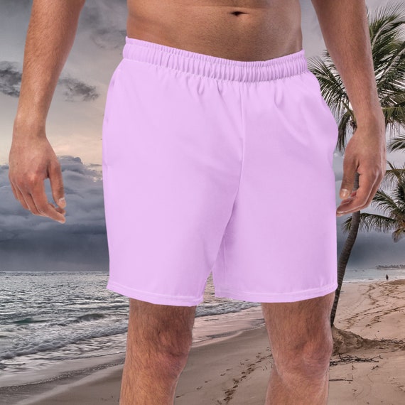 Light Lavender Adult Men's Swim Trunk Shorts, Beachwear for Man