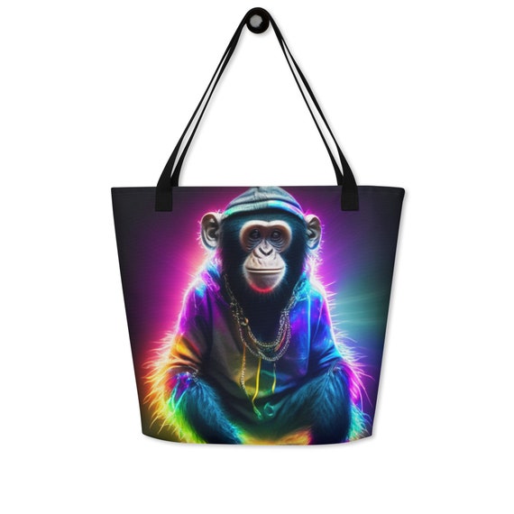 Rainbow Monkey Large Tote Bag