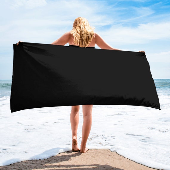 Black Beach Towel, Vibrant Color Pool Towel, Soft Premium Quality Bath Towel,  30 x 60