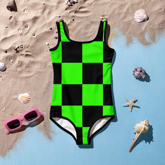 Black and Green One Piece Toddler Swimsuit