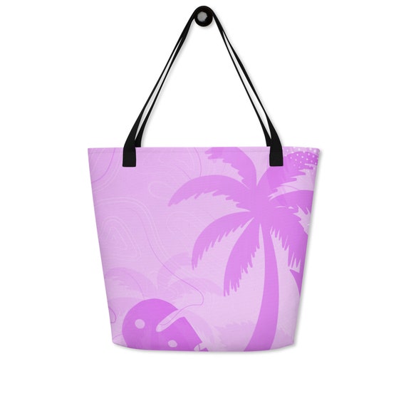 Light Lavender Palm Tree Large Tote Bag