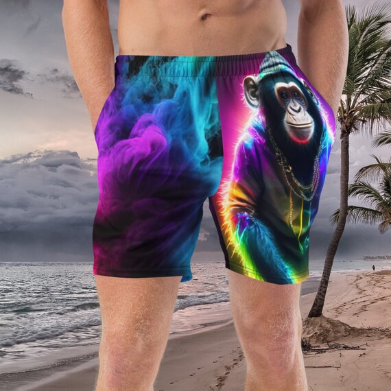 Rainbow Monkey Adult Swim Trunks