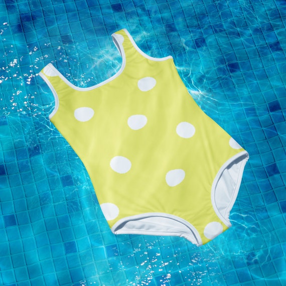 Dolly Yellow with White Polka Dots Youth Swimsuit