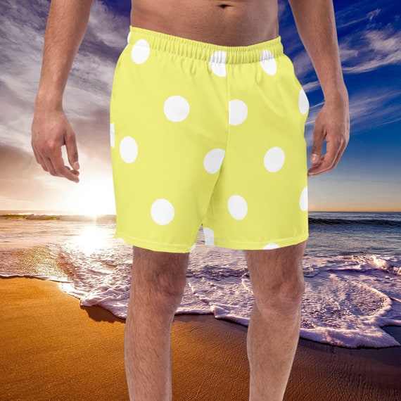 Dolly Yellow & White Polka Dot Men's swim trunks