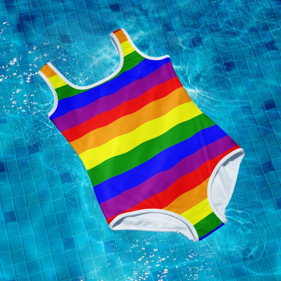 Rainbow Stripes Youth One Piece Swimsuit