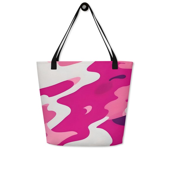 Deep Pink Camouflage Large Tote Bag