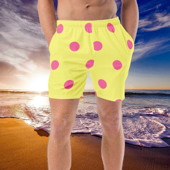 Dolly Yellow & Brilliant Rose Pink Men's swim trunks