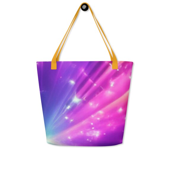 Purple Rainbow Sparkle Large Tote Bag