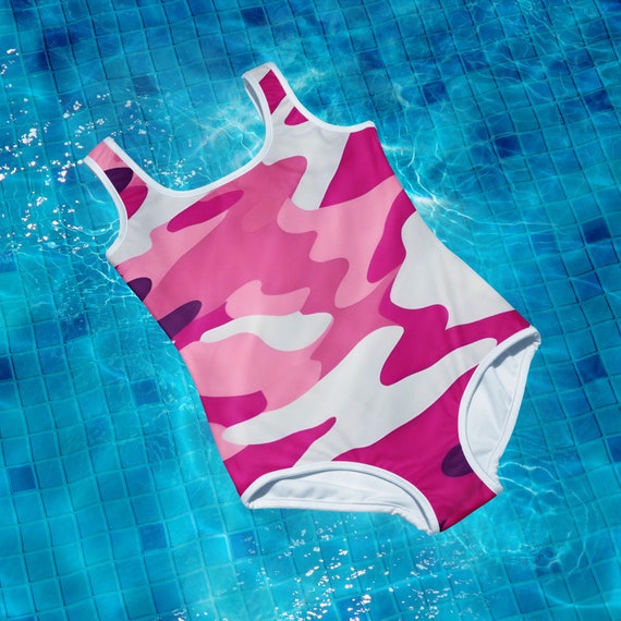 Deep Pink Camouflage Youth Swimsuit