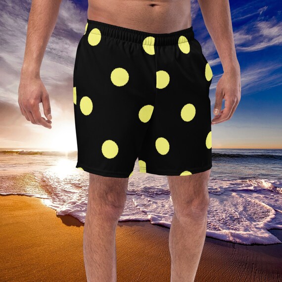 Black & Dolly Yellow Polka Dot Men's swim trunks