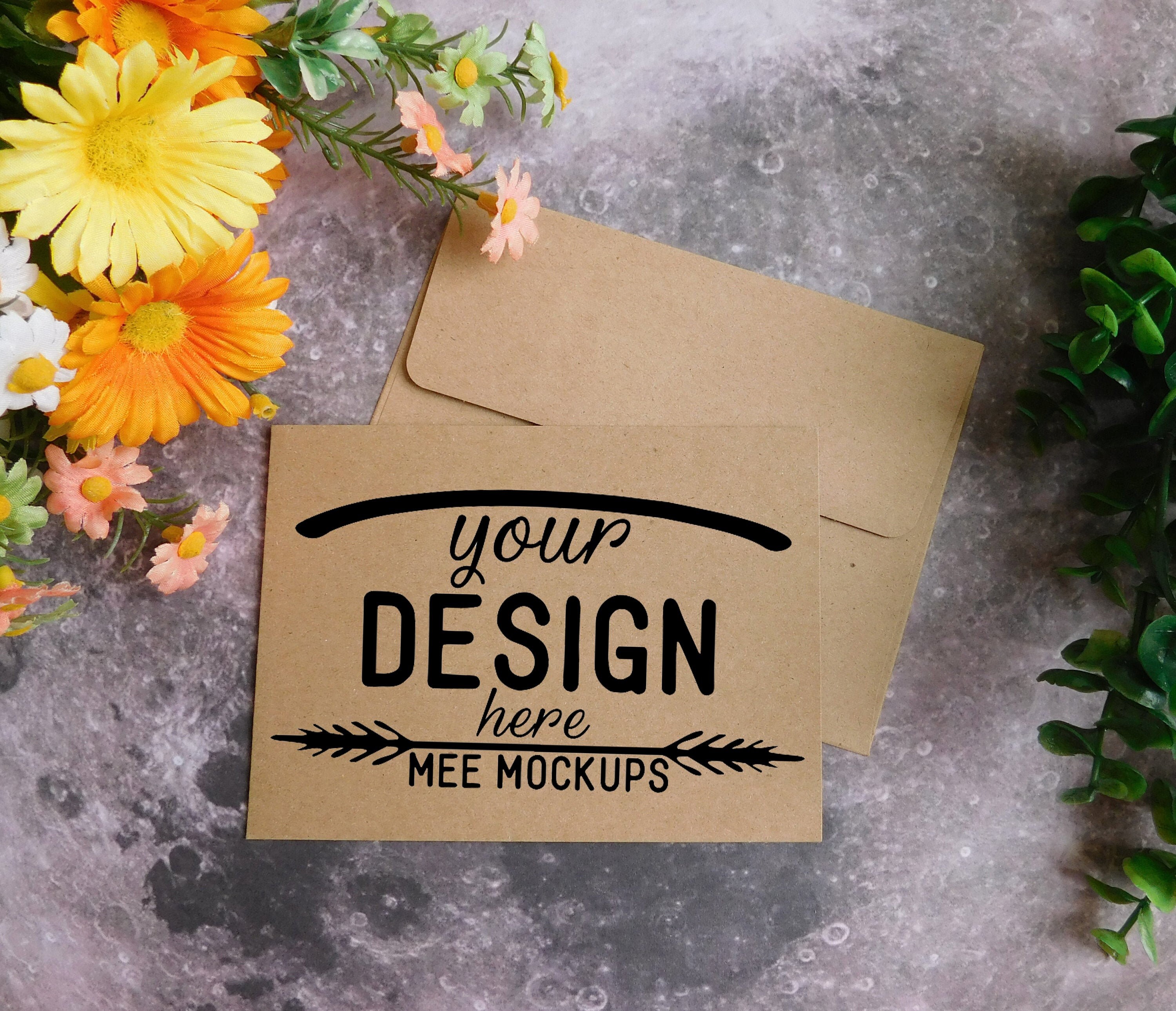 Download A2 Kraft Card and Envelope Mockup Set of A2 Kraft Card and ...