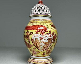 Set of 2 Dresden Saxony Hand Painted Porcelain Pot de Crème