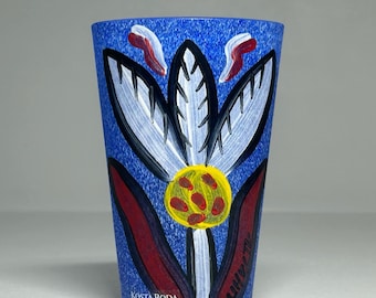 Ulrica Hydman Vallien 36cm for Kosta Boda Black Glass Vase Open