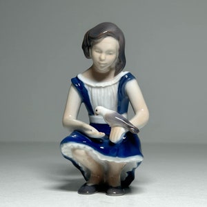 Bing and Grondahl Figurine #2340 Girl Feeding Pigeon, Bing and Grøndahl Porcelain Figurine Number 2340, B&G Girl with Bird