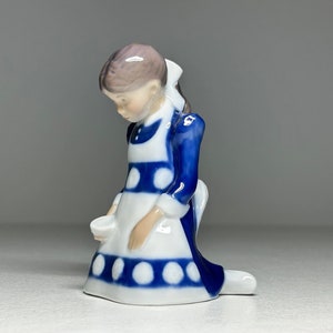 Bing & Grondahl Porcelain Figurine #2526 &#39;The Magical Tea Party&#39;, Bing and Grøndahl Figurine, BG Figurine Girl in Blue and White Dress