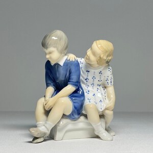 Bing & Grondahl Figurine #2261 &#39;Offended&#39;, Bing and Grøndahl Porcelain Figurine 2261 &#39;Offended Boy&#39;, BG Figurine &#39;Boy and Girl&#39;