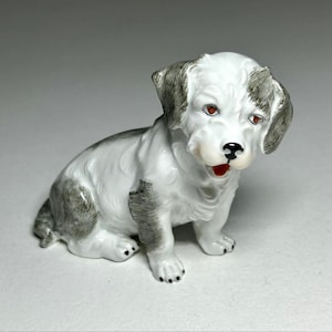 Rare Dresden Potschappel Carl Thieme Porcelain Dog Figurine, Dresden Carl Thieme Potschappel Porcelain Figurine, Antique Dresden Figurine