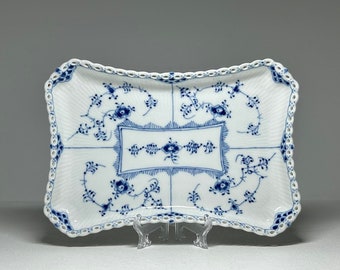 Royal Copenhagen Blue Fluted Full Lace Serving Platter #1195, Royal Copenhagen Musselmalet, Blue Fluted Full Lace Serving Dish No 1195