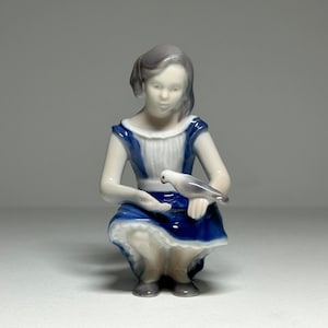 Bing and Grondahl Figurine #2340 Girl Feeding Pigeon, Bing and Grøndahl Porcelain Figurine Number 2340, B&G Girl with Bird