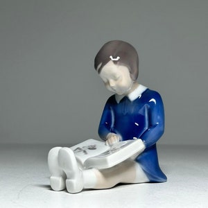 Bing and Grondahl Figurine #2247 First Book, Bing and Grøndahl Porcelain Figurine Girl Reading Her First Book, B&G Figurine No. 2247