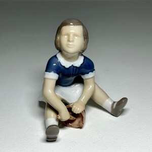 Bing and Grondahl Figurine #2313 Ruth Sitting with Bucket, Bing and Grøndahl Porcelain Figurine 2313, B&G Figure Girl with Bucket
