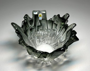 Vintage Ice Vase by Pertti Santalahti for Humppila, Humppila Glass Bowl, Pertti Santalahti Glass Vase, Finnish Art Glass Vase