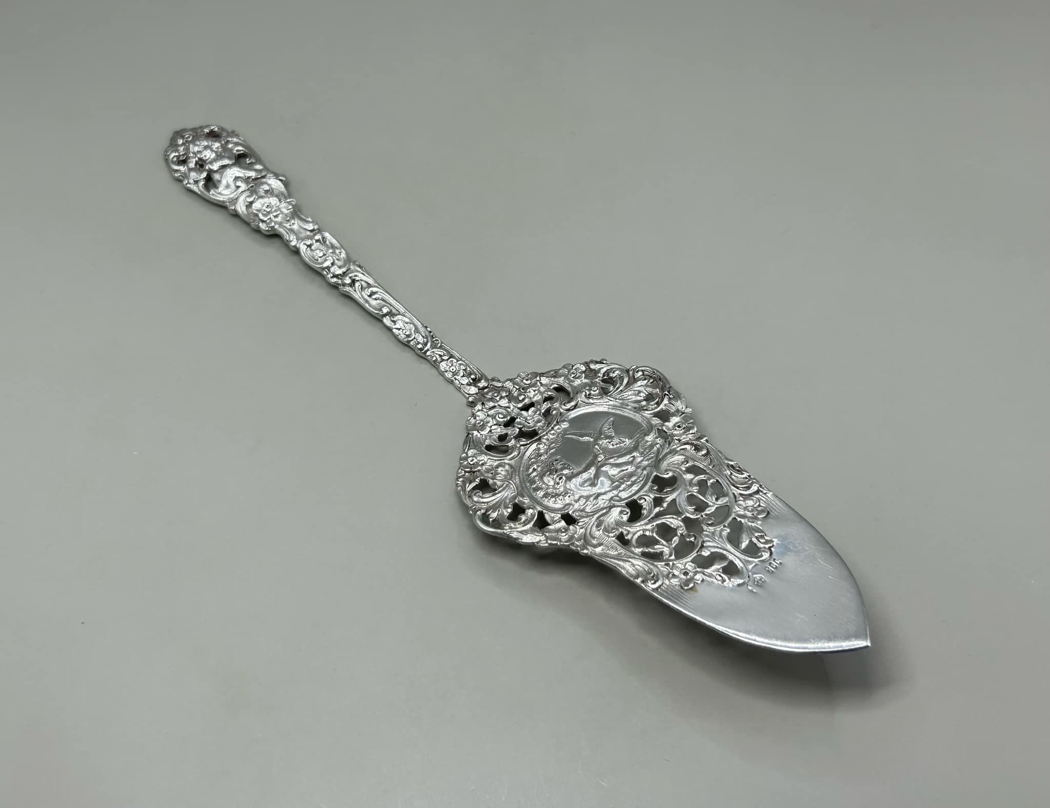 Antique Hanau Solid Silver 800 Cake Server, Hanau Germany Solid Silver Pie Server, Hanau Silver Serving Piece with Cherubs