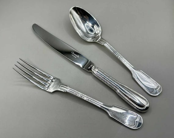 Set of 3 Christofle France Silver Plate Flatware, Christofle