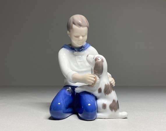 Bing & Grondahl Porcelain Figurine #2334 Boy With Dog, Bing and