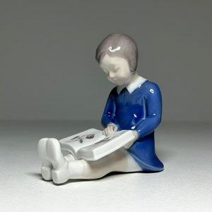 Bing and Grondahl Figurine #2247 First Book, Bing and Grøndahl Porcelain Figurine Girl Reading Her First Book, B&G Figurine No. 2247