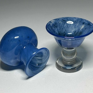 Set of 2 Kosta Boda Bertil Vallien Signed Art Glass Miniature Footed Bowl #9 and Vase #42643, Bertil Vallien Boda Afors Miniatures