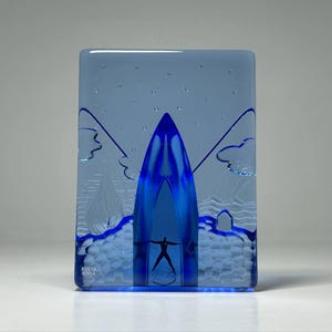 Kosta Boda Bertil Vallien Art Glass Sculpture &#39;Blues&#39; #7091008, Bertil Vallien Kosta Boda &#39;4 Elements&#39; Sculpture No 7091008