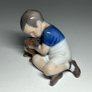 Royal Copenhagen Porcelain Figurine 'True Friendship' #1951, Royal Copenhagen Boy with Dog Figurine by Ingeborg Plockross Irminger image 4