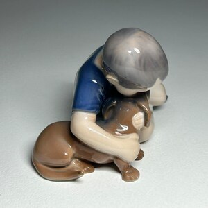 Royal Copenhagen Porcelain Figurine 'True Friendship' #1951, Royal Copenhagen Boy with Dog Figurine by Ingeborg Plockross Irminger image 5