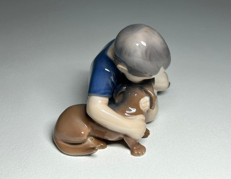 Royal Copenhagen Porcelain Figurine 'True Friendship' #1951, Royal Copenhagen Boy with Dog Figurine by Ingeborg Plockross Irminger image 5