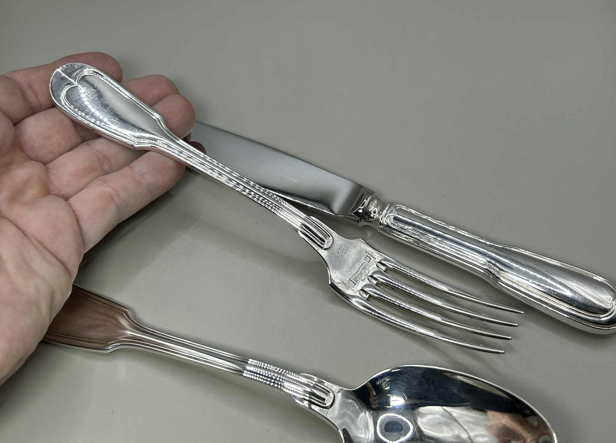 Set of 3 Christofle France Silver Plate Flatware, Christofle