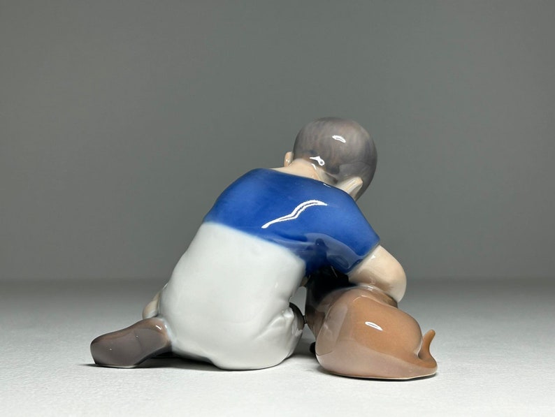 Royal Copenhagen Porcelain Figurine 'True Friendship' #1951, Royal Copenhagen Boy with Dog Figurine by Ingeborg Plockross Irminger image 6
