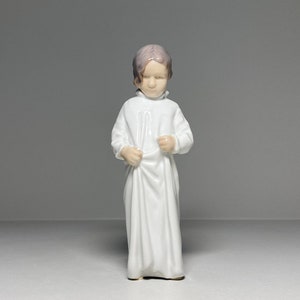 Bing & Grondahl Porcelain Figurine #1624 &#39;Good Morning Mom&#39;, Vintage Bing and Grøndahl Figurine Girl in Dress
