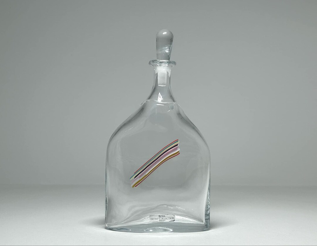 Rare Kosta Boda Bertil Vallien Art Glass Decanter ''rainbow