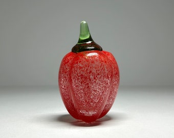 Kosta Boda Gunnel Sahlin Art Glass Sculpture Red Pepper #99022, Gunnel Sahlin Frutteria Art Glass Sculpture for Kosta Boda