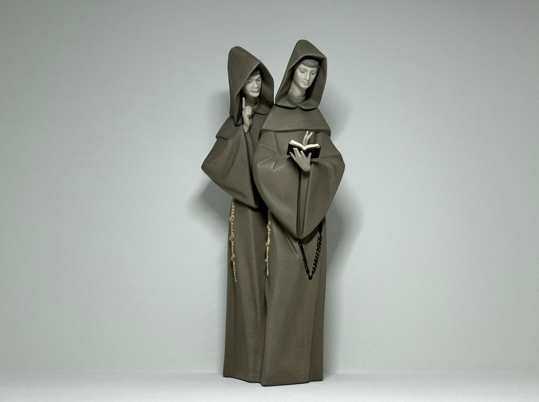 Lladro Monks at Prayer Porcelain Figurine Large Lladró Spain Etsy