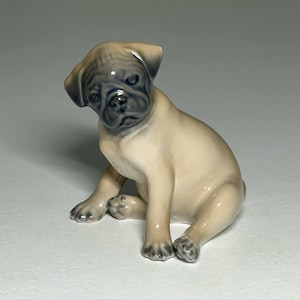Royal Copenhagen Figurine #3169 Boxer Puppy, Royal Copenhagen Boxer Dog Figurine Number 3169, Royal Copenhagen Boxer Figurine by Th. Madsen
