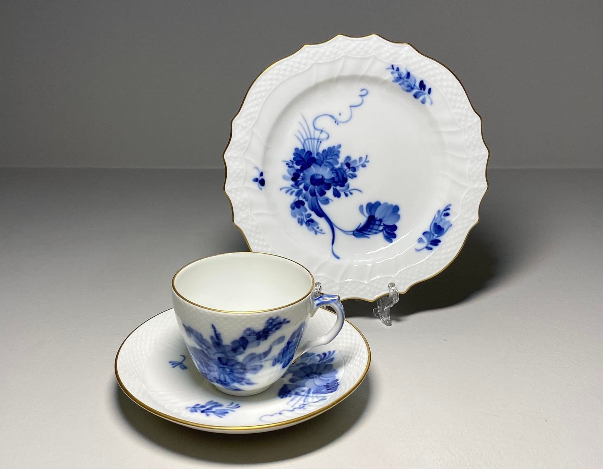 1980s Royal Copenhagen Blue Flower Braided Cups and Saucers Set- 8