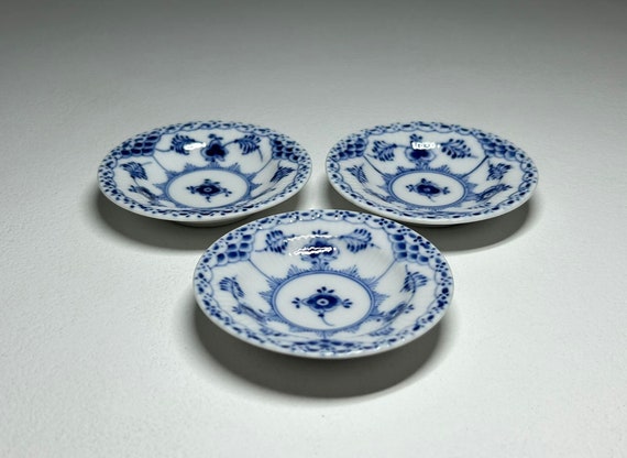 Royal Copenhagen Blue Fluted Half Lace 1/504 Butter Plates, Set of