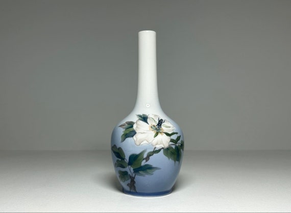 Royal Copenhagen Denmark Porcelain Vase With Bee and Flower
