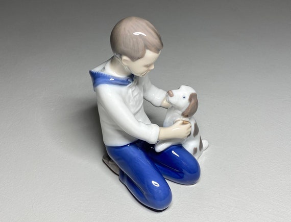 Bing & Grondahl Porcelain Figurine #2334 Boy With Dog, Bing and