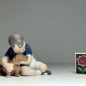 Royal Copenhagen Porcelain Figurine 'True Friendship' #1951, Royal Copenhagen Boy with Dog Figurine by Ingeborg Plockross Irminger image 7