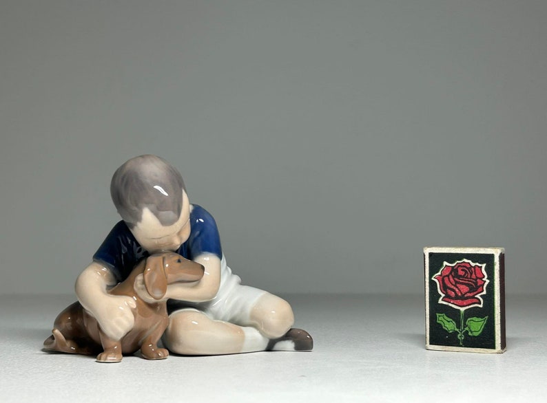 Royal Copenhagen Porcelain Figurine 'True Friendship' #1951, Royal Copenhagen Boy with Dog Figurine by Ingeborg Plockross Irminger image 7
