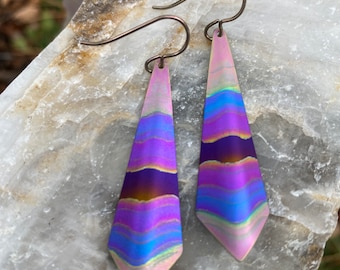 Titanium Angel's Tail Dangle Earrings - Hypoallergenic