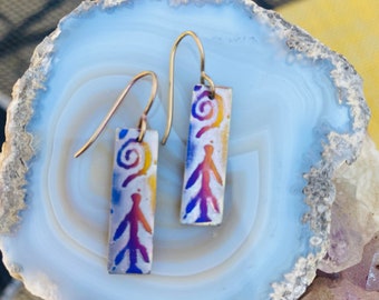 Titanium Petroglyph Dangle Earrings - Hypoallergenic